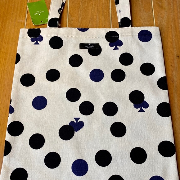 NEW Kate Spade ♠️ Polka Dot + Spade Canvas Tote! *Shorter shoulder strap* - Picture 2 of 14